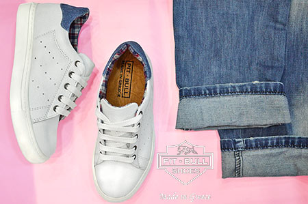 Γυναικεία Δερμάτινα Sneaker 122 Λευκό - Τζιν