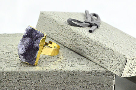 Γυναικείο Δαχτυλίδι - πέτρα χρυσό μωβ γκρι