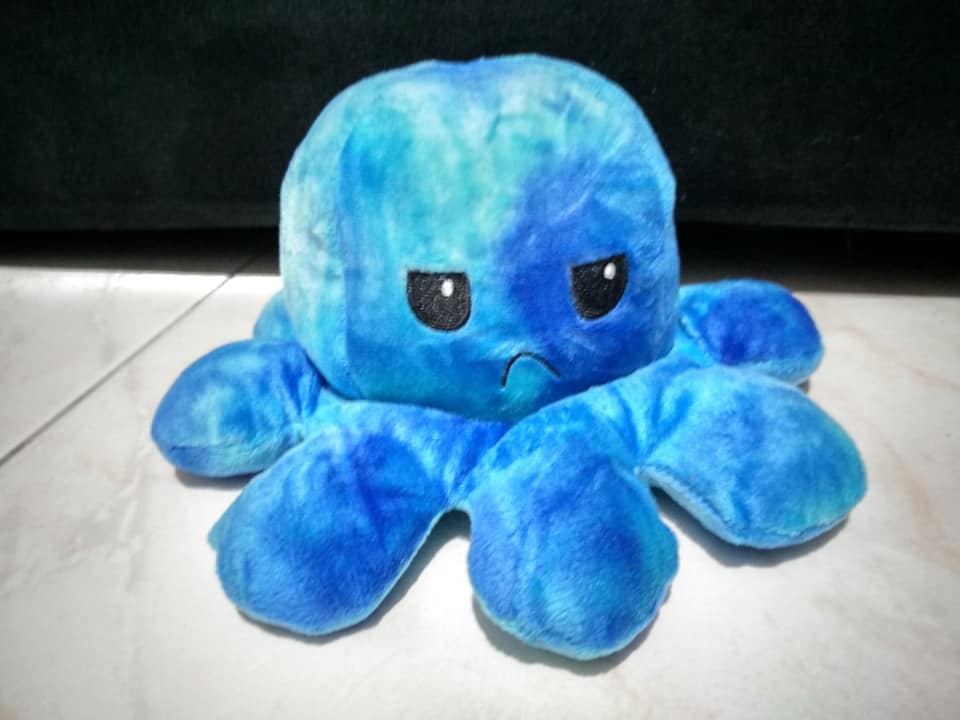 Μπλε λούτρινο χταπόδι τικ τοκ διπλής διάθεσης Reversible Octopus 18χ14