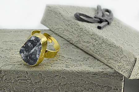 Γυναικείο Δαχτυλίδι - οβάλ πέτρα χρυσό ανθρακί 